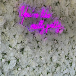 Elegance Permanent Flowerwall with Neon Light