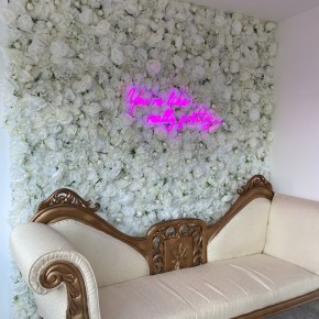 Elegance Permanent Flowerwall with Neon Light