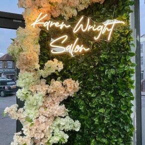 Bespoke Permanent Flower Wall Installation with Neon Light