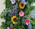 Close up detail of permanent floral installation at Greenwich Market